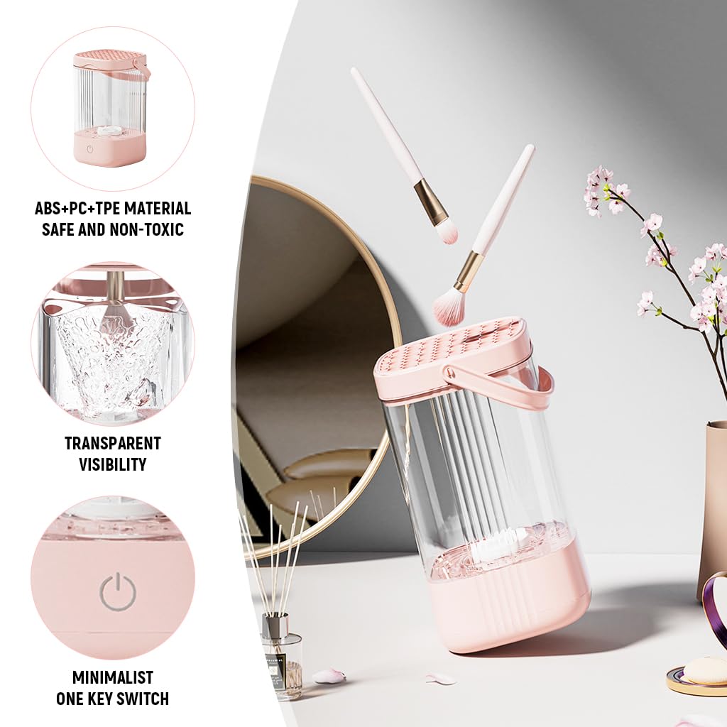 MAYCREATE Electric Makeup Brush Cleaner, Automatic Makeup Brush Cleaning Machine with Drying Rack & Handle, 2 in 1 Multi Makeup Brushes Cleaner Tool (USB Rechargeable ) MAYCREATE Electric Makeup Brush Cleaner, Automatic Makeup Brush Cleaning Machine with Drying Rack & Handle, 2 in 1 Multi Makeup Brushes Cleaner Tool (USB Rechargeable )